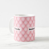 Luxuriöses rosa Tuflith Diamond Muster Kaffeetasse (Vorderseite Links)
