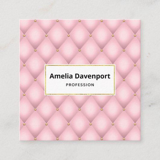 Luxuriöses rosa Tuflith Diamond Muster Quadratische Visitenkarte (Vorderseite)