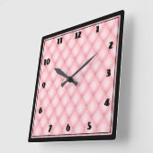 Luxuriöses rosa Tuflith Diamond Muster Quadratische Wanduhr (Winkel)