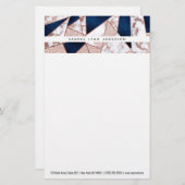Luxuriöses Rose Gold Glitzer Geometrisches Marmor Briefpapier (Vorne/Hinten)