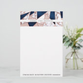 Luxuriöses Rose Gold Glitzer Geometrisches Marmor Briefpapier (Stehend Vorderseite)