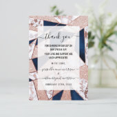 Luxuriöses Rose Gold Glitzer Geometrisches Marmor Dankeskarte (Stehend Vorderseite)