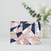 Luxuriöses Rose Gold Glitzer Geometrisches Marmor Postkarte (Stehend Vorderseite)