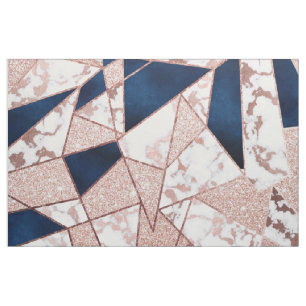 Luxuriöses Rose Gold Glitzer Geometrisches Marmor Stoff