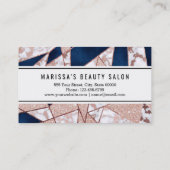 Luxuriöses Rose Gold Glitzer Geometrisches Marmor Visitenkarte (Rückseite)