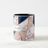 Luxuriöses Rose Gold Glitzer Geometrisches Marmor Zweifarbige Tasse (Mittel)