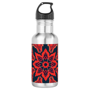 Luxuriöses rotes blaues ornamentales persisches Me Edelstahlflasche