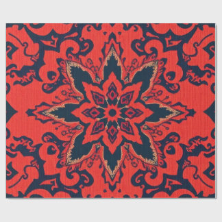 Luxuriöses rotes blaues ornamentales persisches Me Geschenkpapier