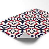 Luxuriöses rotes Weiß- und Blaumuster Poster (Ecke)