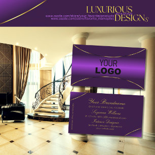 Luxuriöses Royal Lila mit Gold Border und Logo Visitenkarte