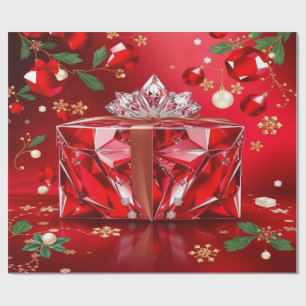 Luxuriöses Rubinrotes Weihnachtsgeschenk-Verpackun Geschenkpapier