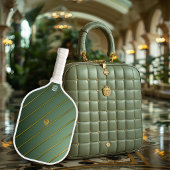Luxuriöses Salbeigrün & Gold Monogramm Pickleball Schläger