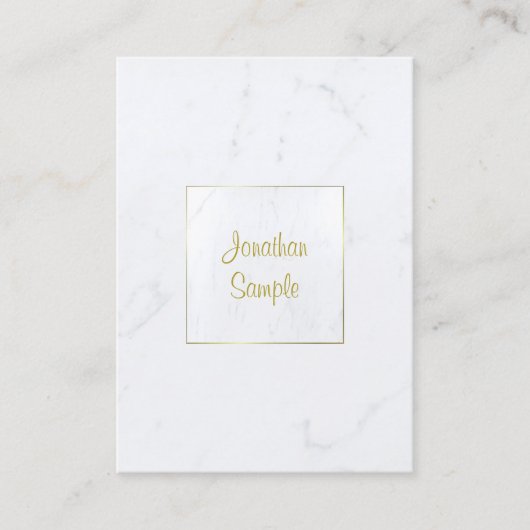 Luxuriöses Schlichtes, elegantes, weißes Marmor-Go Visitenkarte (Vorderseite)
