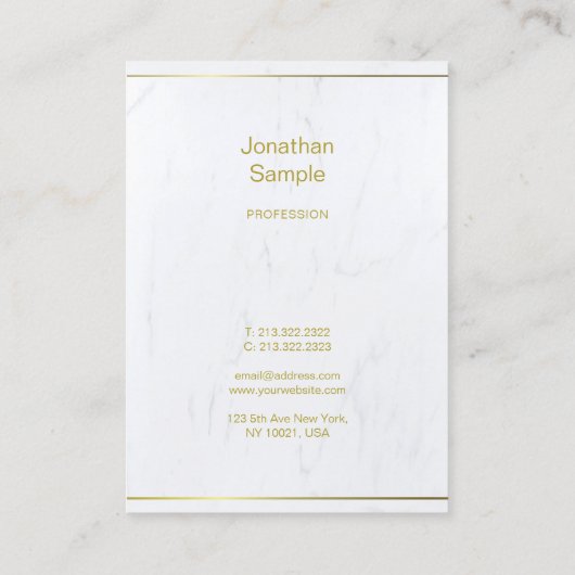 Luxuriöses Schlichtes, elegantes, weißes Marmor-Go Visitenkarte (Rückseite)