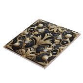 Luxuriöses Schwarz & Gold Art Deco Keramikfliese (Seite)