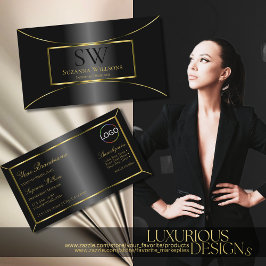 Luxuriöses Schwarz-Gold-Dekor mit Monogram und Log Visitenkarte