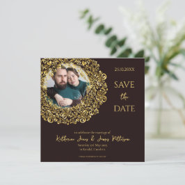 Luxuriöses Schwarz-Gold-Design mit Foto Save The Date