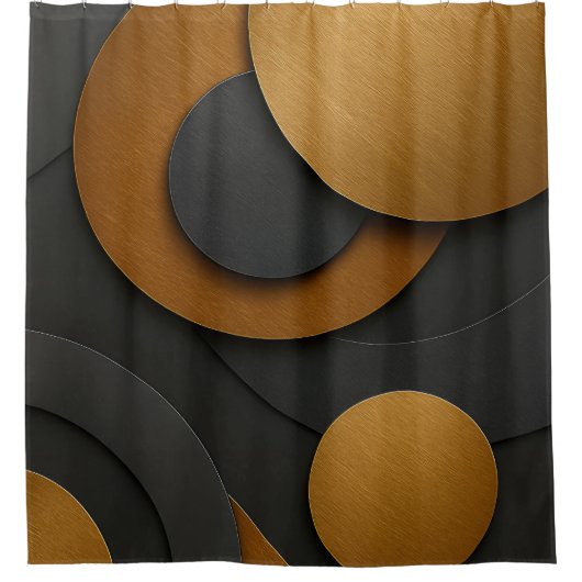Luxuriöses Schwarz-Gold-geometrisches Abstract-Des Duschvorhang (Vorderseite)