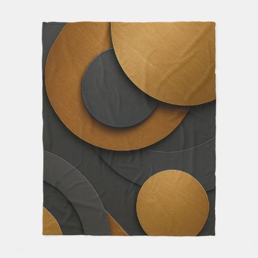 Luxuriöses Schwarz-Gold-geometrisches Abstract-Des Fleecedecke (Vorderseite)