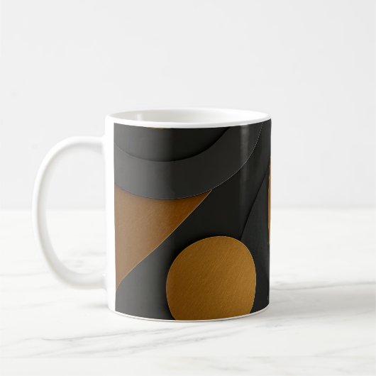 Luxuriöses Schwarz-Gold-geometrisches Abstract-Des Kaffeetasse (Links)