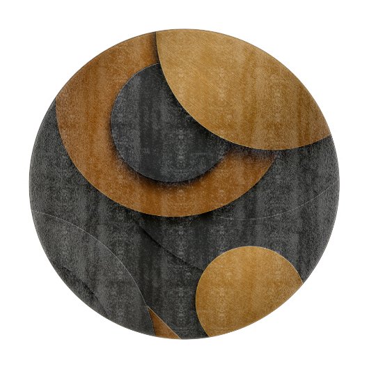 Luxuriöses Schwarz-Gold-geometrisches Abstract-Des Schneidebrett (Vorderseite)