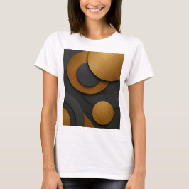 Luxuriöses Schwarz-Gold-geometrisches Abstract-Des T-Shirt