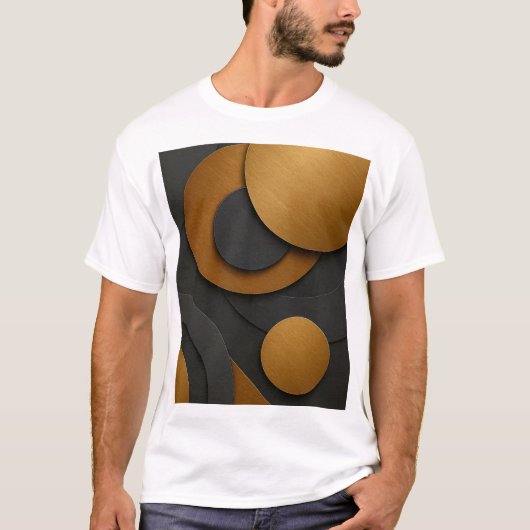 Luxuriöses Schwarz-Gold-geometrisches Abstract-Des T-Shirt (Vorderseite)