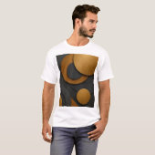 Luxuriöses Schwarz-Gold-geometrisches Abstract-Des T-Shirt (Vorne ganz)