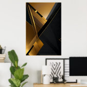 Luxuriöses Schwarz-Gold-Grafik Poster (Heimbüro)