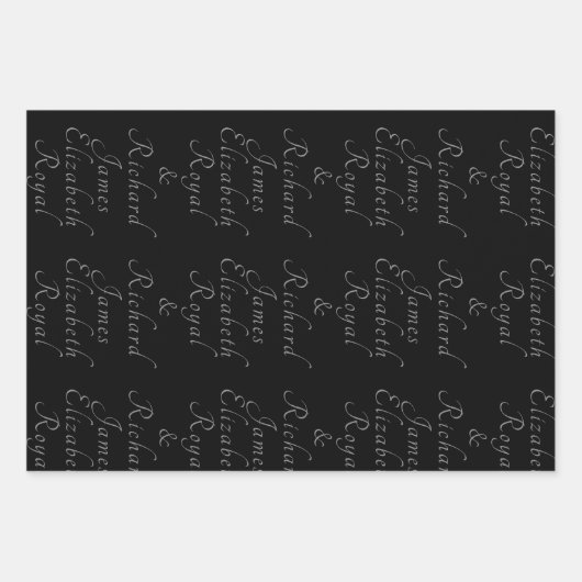 Luxuriöses Schwarz-Gold Hochzeitsthema Elegant Geschenkpapier Set (Vorderseite)