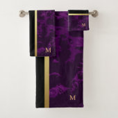 Luxuriöses Schwarz-Gold-Marmor Mit Monogramm Badhandtuch Set (Insitu)