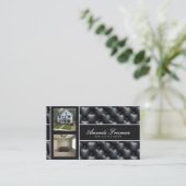 Luxuriöses Schwarz & Grau Padding Pattern Real Anw Visitenkarte (Stehend Vorderseite)