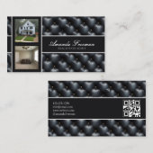 Luxuriöses Schwarz & Grau Padding Pattern Real Anw Visitenkarte (Vorne/Hinten)