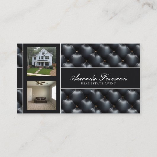 Luxuriöses Schwarz & Grau Padding Pattern Real Anw Visitenkarte (Vorderseite)