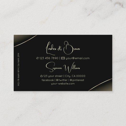 Luxuriöses Schwarz mit weißem Dekor Sparkle Diamon Visitenkarte (Rückseite)