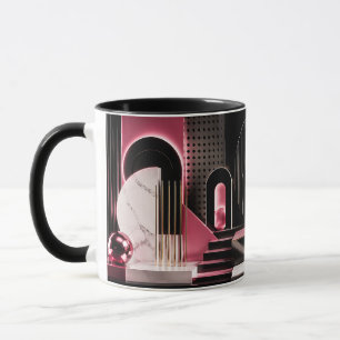Luxuriöses Schwarz-Rosa-Marmor-Geometrie-Design Tasse