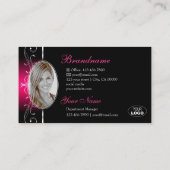 Luxuriöses Schwarz-Rosa-Verziert-Borders-Logo und Visitenkarte (Rückseite)