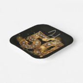 Luxuriöses Schwarz und Gold Edelstein 50. Geburtst Pappteller (Gewinkelt)