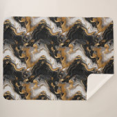 Luxuriöses Schwarz und Gold Marmor Sherpa Blanket Sherpadecke (Vorderseite (Horizontal))