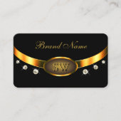 Luxuriöses Schwarz und Gold mit Monogram Diamonds Visitenkarte (Vorderseite)