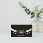 Luxuriöses Schwarz und Gold mit Monogram Diamonds Visitenkarte (Stehend Vorderseite)