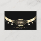 Luxuriöses Schwarz und Gold mit Monogram Diamonds Visitenkarte (Vorderseite)