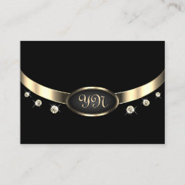 Luxuriöses Schwarz und Gold mit Monogram Diamonds Visitenkarte