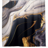 Luxuriöses Schwarz-Weiß-Abstrakt-Marmor Duschvorhang (Vorderseite)