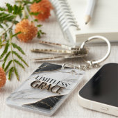 Luxuriöses Schwarz-Weiß-Marmor mit goldenen Akzent Schlüsselanhänger (Vorderseite rechts)