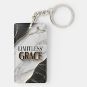 Luxuriöses Schwarz-Weiß-Marmor mit goldenen Akzent Schlüsselanhänger (Rückseite)