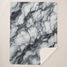 Luxuriöses Schwarz-Weiß-Marmor Plush Blanket