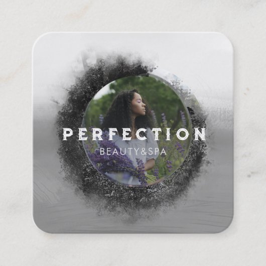 Luxuriöses Schwarz-Weiß-Rahmen-Foto Quadratische Visitenkarte (Vorderseite)