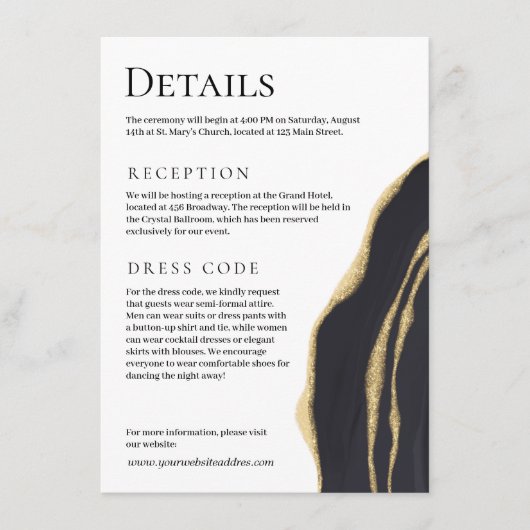 Luxuriöses schwarzes Age mit Gold Begleitkarte (Vorderseite)