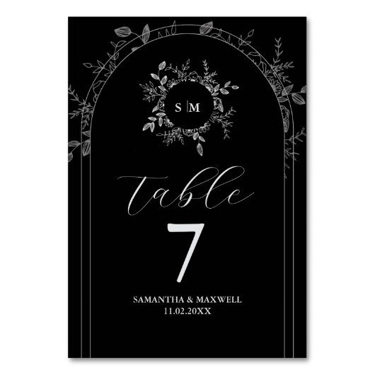 Luxuriöses Schwarzes Elegantes Custom Tischnummer (Vorderseite)